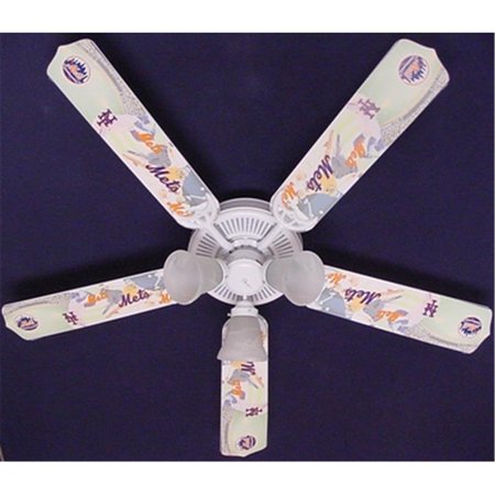 LIGHTITUP MLB York Mets Baseball Ceiling Fan 52 In. LI2543835